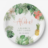LALANI Tropical Pink Hibiskus Luau 1. Geburtstag Pappteller (Vorderseite)