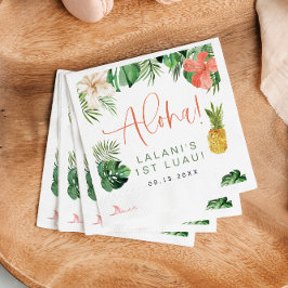 LALANI Tropical Pink Hibiskus Luau 1. Geburtstag Serviette