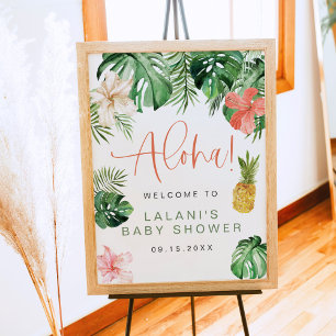 LALANI Tropical Pink Hibiskus Luau Babydusche Poster