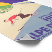 L'Alpe d'Huez France Retro Vintages Skiposter Poster (Ecke)