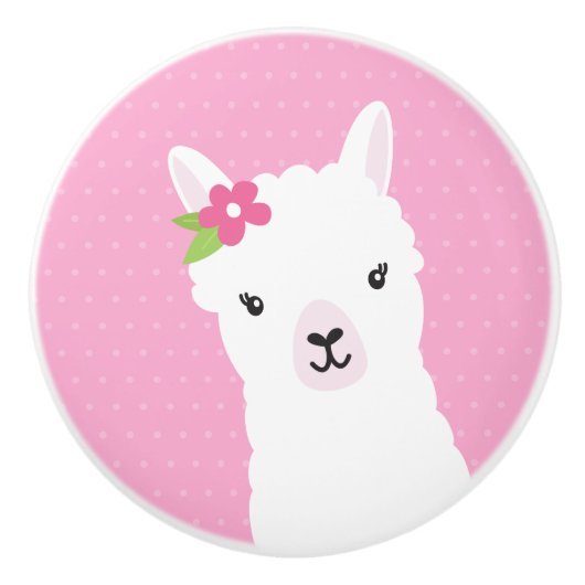 Lama Alpaca Rosa Keramikknauf (Vorderseite)