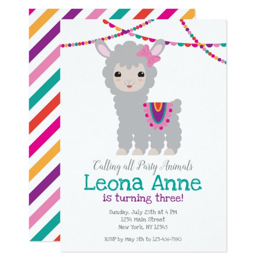 Lama Alpaka Geburtstags Einladung Einladung Zazzle De
