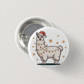 Lama Alpaka mit Weihnachtsmannmütze und Weihnachts Button (Vorne & Hinten)