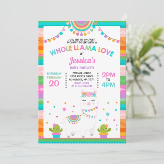 Lama Baby Shower Einladung Ganze Lama Liebe Baby (Stehend Vorderseite)