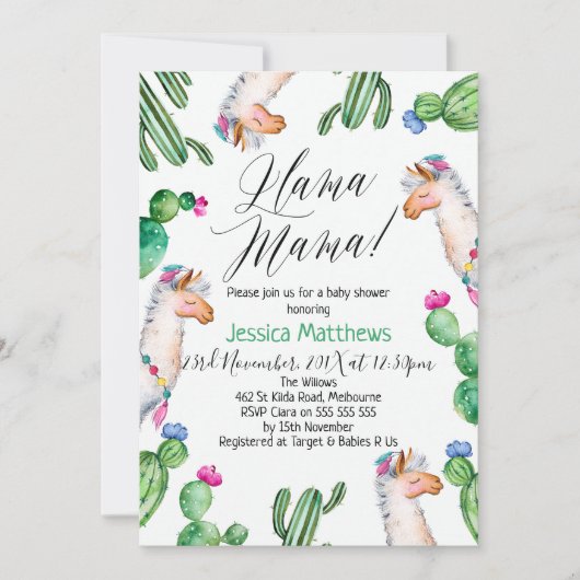 Lama-Babyparty-Einladung Einladung (Vorderseite)