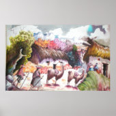 Lama-Bild Peru-Dorf Poster (Vorne)