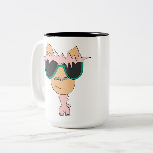 Lama bleibe im Bett Zweifarbige Tasse (Vorderseite Links)