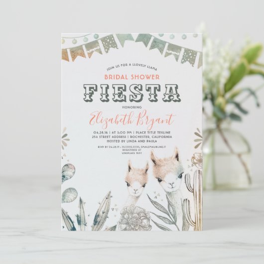 Lama-Brautparty-Fiesta südwestlich Einladung (Stehend Vorderseite)