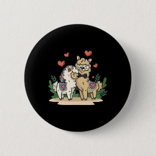 Lama Bride and Groom Wedding Art Matching Couple Button