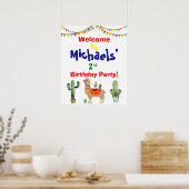 Lama Cactus Geburtstags-Begrüßungsschild Print Poster (Küche)