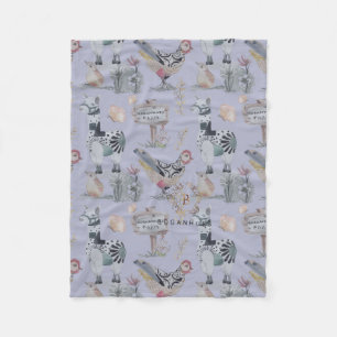 Lama Chicken Boganhues Farm print Baby Blanket Fleecedecke
