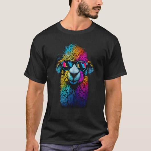 Lama Colorful Cool Alpaca Alpacalover T-Shirt (Vorderseite)