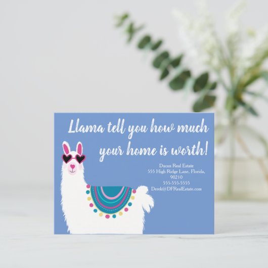 Lama erzählen Ihnen, wie viel Marketing aus echtem Postkarte (Stehend Vorderseite)