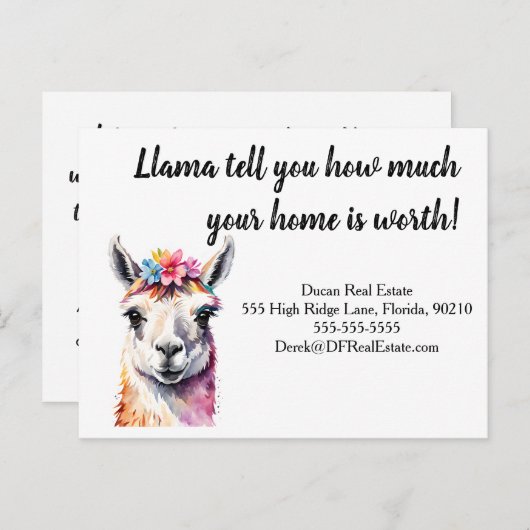 Lama erzählen Ihnen, wie viel Marketing aus echtem Postkarte (Vorne/Hinten)