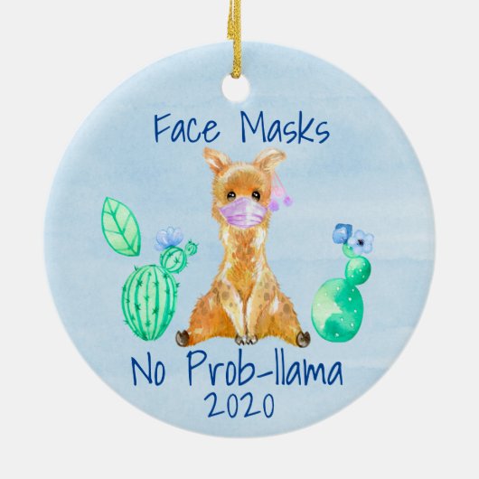 Lama Face maske No prob-llama 2020 Keramik Ornament (Hinten)