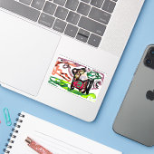 Lama Faul Aufkleber (Laptop mit iPhone)