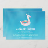 Lama-Floss-Geburtstags-Pool-Party Einladung (Vorne/Hinten)