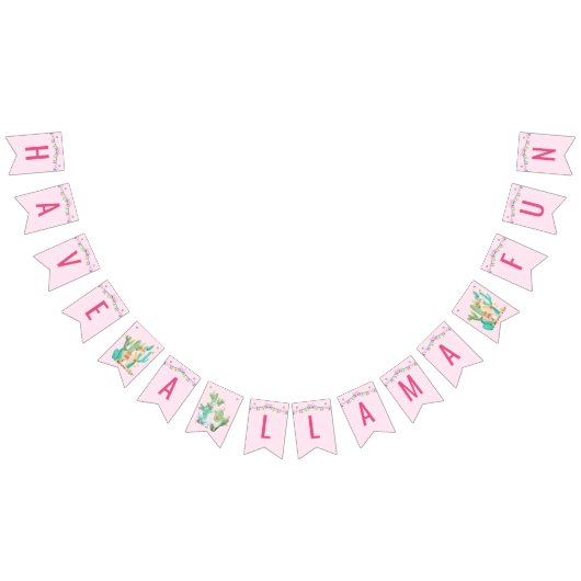 Lama Fun - Pink Llama Party Wimpelkette (Alle)