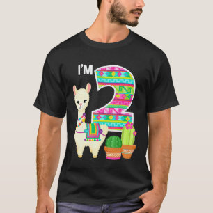 Lama Geburtstag Ich bin 2 Farm Lama Thema 2. Gebur T-Shirt