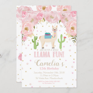 Lama-Geburtstags-Einladung erröten jugendlich mit Einladung