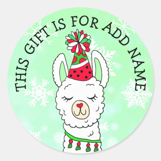 Lama-Geschenktafel, Dieses Geschenk ist zu Weihnac Runder Aufkleber (Vorderseite)