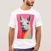 Lama-Gesichtsfarben, handgezeichneter Seidensieb T-Shirt (Vorderseite)