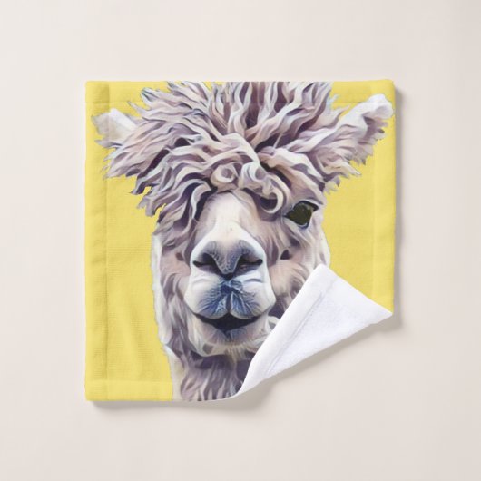 Lama-Graugelbes Süße Tier Niedliches Art-Bath-Wasc Badhandtuch Set (Waschlappen)