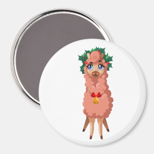 Lama im Weihnachtsmagnet Magnet (Vorderseite/Rückseite)