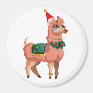Lama im Weihnachtsmagnet Magnet