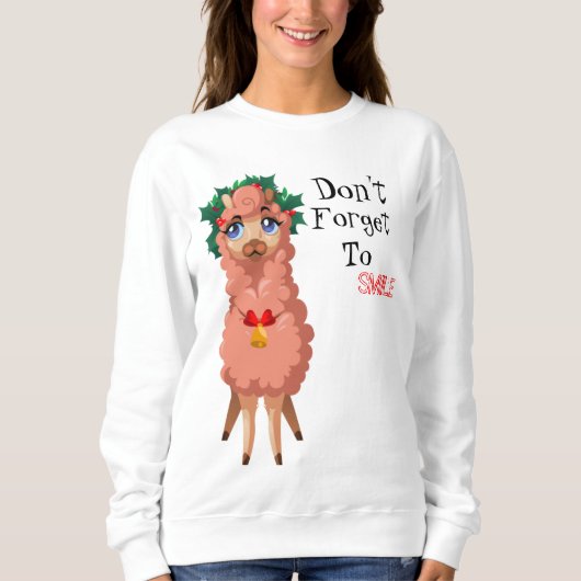 Lama in Christmas Sweatshirt (Vorderseite)