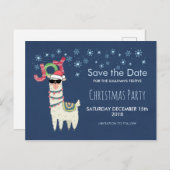 Lama in Weihnachtsmannmütze mit Schneeflocken Save Postkarte (Vorne/Hinten)