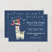 Lama in Weihnachtsmannmütze mit Snowflake Save the Einladung (Vorne/Hinten)