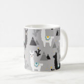 Lama Kaktus Berge, nahtloses Muster. Kaffeetasse (VorderseiteRechts)