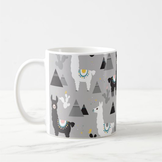 Lama Kaktus Berge, nahtloses Muster. Kaffeetasse (Links)