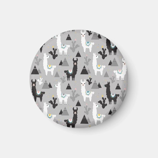 Lama Kaktus Berge, nahtloses Muster. Magnet (Vorne)