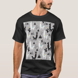 Lama Kaktus Berge, nahtloses Muster. T-Shirt