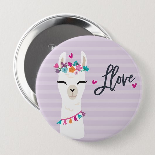 Lama-Knopf-//-Lama-Liebe lila Button (Vorne & Hinten)