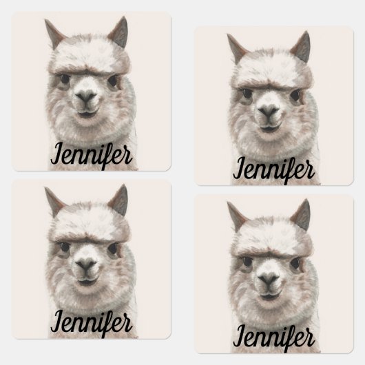 Lama lächelt Kleine Mädchen Kleidung Labels NAME T Etiketten (Grün)