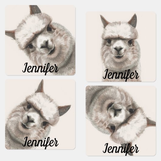 Lama lächelt Kleine Mädchen Kleidung Labels NAME T Etiketten (Grün)