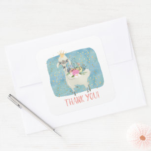 Lama Liebe Danke Süß Niedlich Mädchen Geburtstag Quadratischer Aufkleber