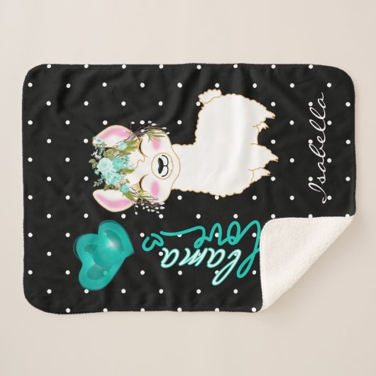 Lama-Liebe im Aquamarinen Blumenbeet Sherpadecke (Vorderseite (Horizontal))