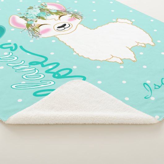 Lama-Liebe im Aquamarinen Blumendesign Sherpadecke (3/4)