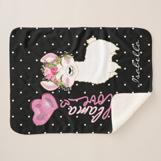 Lama-Liebe in Pink-Flora Sherpadecke (Vorderseite (Horizontal))