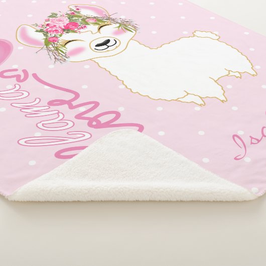 Lama-Liebe in rosa, florales Design Sherpadecke (3/4)