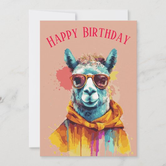 Lama Liebe & Lachen Happy Birthday Feiertagskarte (Vorderseite)