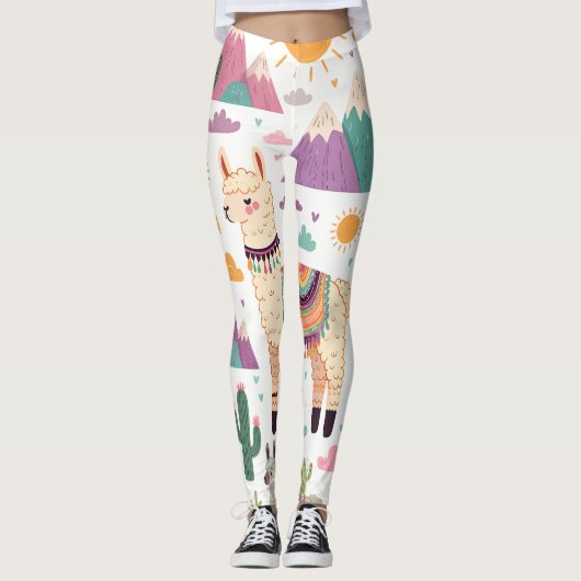 Lama-Liebe: Whimsisches Pattern Delight Leggings (Vorderseite)