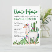 Lama-Liebewatercolor-Baby-Duschen-Einladung Einladung (Stehend Vorderseite)