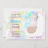 Lama lustiger, farbenfroher Kindergeburtstag Einladung (Vorderseite)