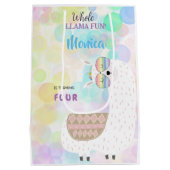 Lama lustiger, farbenfroher Kindergeburtstag Mittlere Geschenktüte (Rückseite)