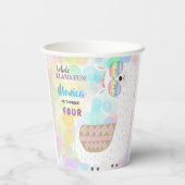 Lama lustiger, farbenfroher Kindergeburtstag Pappbecher (Rückseite)